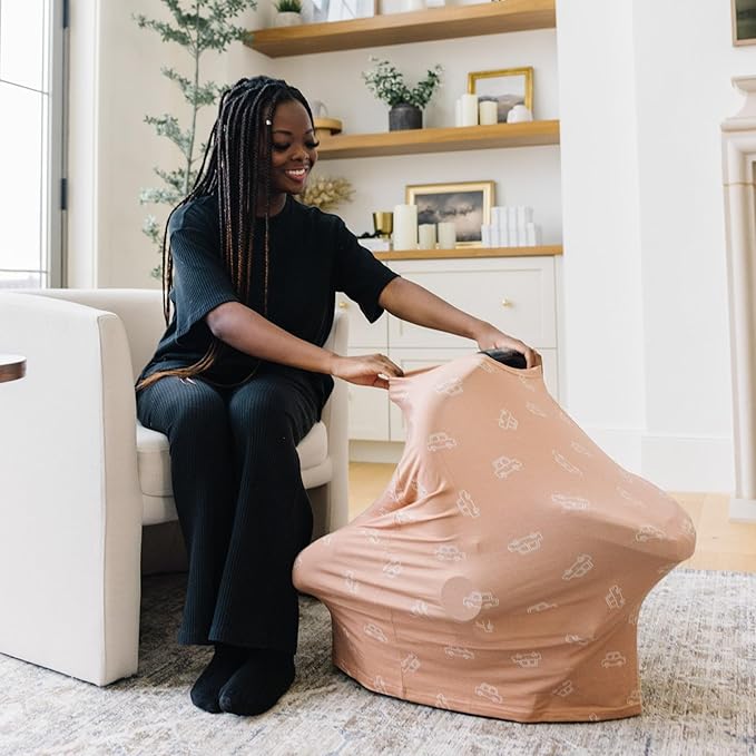 Baby Car Seat Cover Canopy and Nursing Cover Multi-Use Stretchy 5 in 1 Gift "Cooper" by Copper Pearl