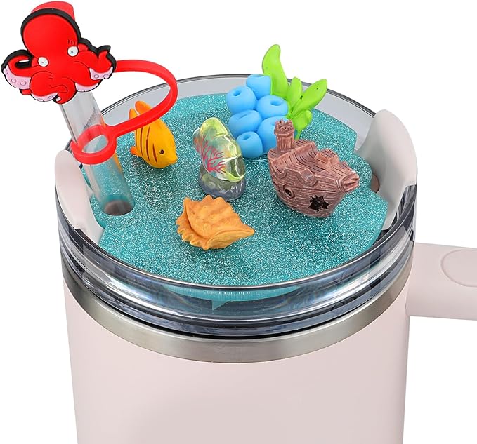 ADAH Charms Compatible with Stanley Cup Accessories,Charms for Stanley Cups H1.0&H2.0 Accessories 40oz with Silicone Straw Cover (A)