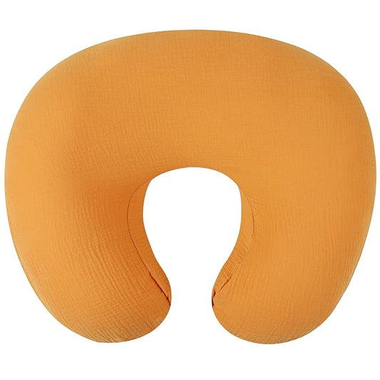 Onacosht Muslin Nursing Pillow Cover Soft 100% Cotton Feeding Pillow Slipcover Fits Standard Infant Nursing Pillow for Baby Boy and Girl, Orange