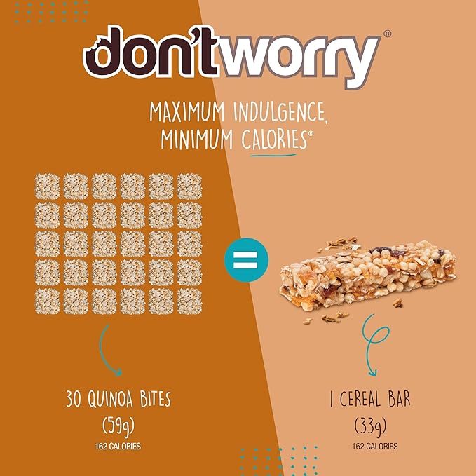 Don't Worry Chocolate and Blue Berry Quinoa Bites 4 Pack- Low Calorie Keto Snacks, Only 4 Calories Healthy Chocolate Granola Bars, Low Carb Quinoa Cookie, Gluten Free High Protein & Fiber Cookies