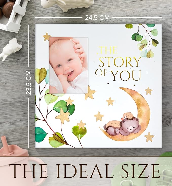 Modern Baby Memory Book Gender Neutral with Ample Photo Space, First 5 Year Journal Baby Book Keepsake with Spacious Pregnancy Section, Scrapbook Baby Photo Albums, Ideal for Baby Shower Gifts