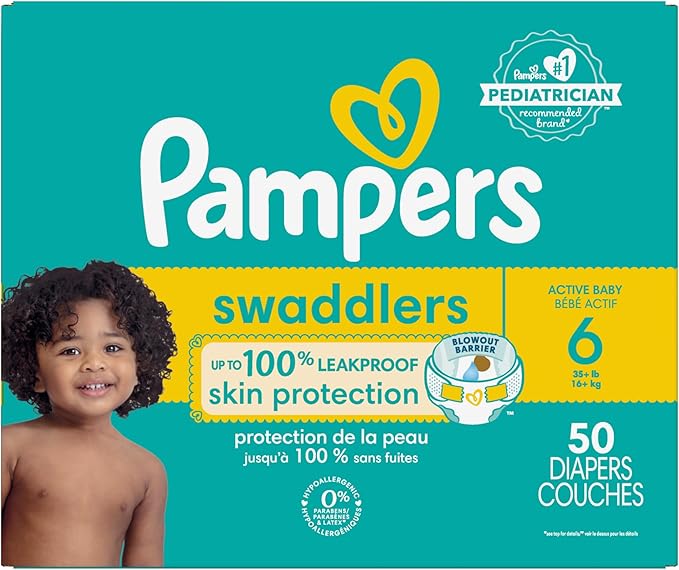 Pampers Baby Diapers - Swaddlers - Size 6, 50 Count, Ultra Absorbent Disposable Infant Diaper