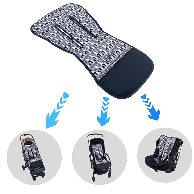 Universal Baby Stroller Cushion Soft Printed Stroller Seat Liner-Reversible for Baby Carrier Pram Infant Car Seat Insert-78x40cm,1 Pack (Triangle)