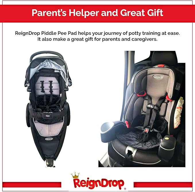 ReignDrop Piddle Pad Car Seat Protector for Toddler and Baby Potty Training – Waterproof Car Seat Pee Pad – Reusable Liner – Soft Velvet Exterior – Non-Slip Back – with Wash Bag – Machine Washable
