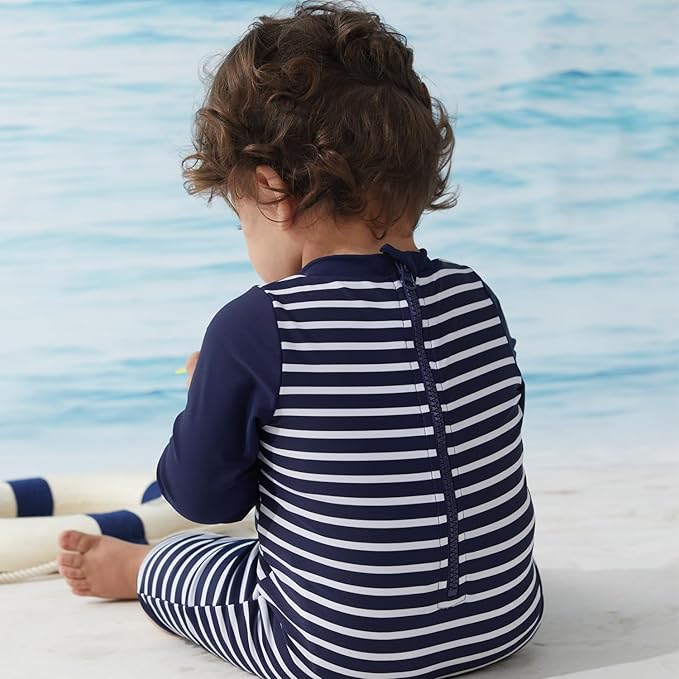 UMELOK Baby Boys UPF 50+ Sun Protection One Piece Rashguard Swimsuit with Snap Bottom