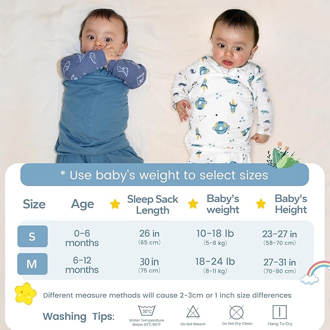 ZIGJOY Sleep Sack Swaddle 0.5 TOG Baby Wearable Blanket 100% Cotton Baby Swaddle Blanket for Newborns 6-12 Months for Boy Girl, Blue&Space