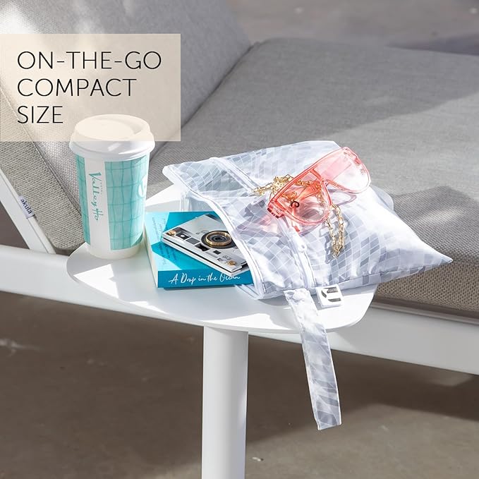 Roamio Waterproof Wet Dry Clutch Bag for Baby, Travel, Swim Suit, Cloth Diapers, Pump Parts, Pool, Gym Clothes, Toiletry, Hook to Stroller, Pack for Daycare, Zip Bag, Packing Pouch, Disco Ball Gray