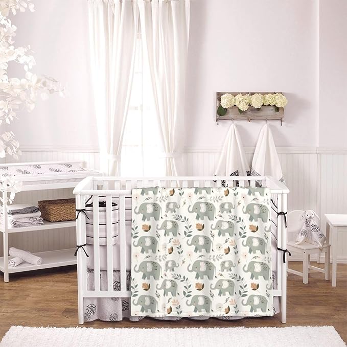 Baby Blanket Childish Elephant Boho for Boy Girl Newborn 30x40 Inch Toddler Infant Nursery Throw Blankets Double Layer Comfy Soft Plush Stroller Crib Quilt