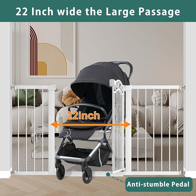 Fairy Baby 59.8"-62.6" Extra Wide Press Mounted Baby Gate Indoor for Kids Or Pets Walk Thru No Drill Long Dog Gates for The House Doorway Child Safety Gate