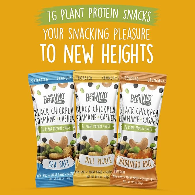 BeanVIVO Healthy Snacks for Adults & Kids with 7g Protein & 5g Fiber per Serving with Dried Edamame, Roasted Cashew and Black Chickpeas - Vegan & Gluten Free - Keto Friendly & Non-GMO - 8Pack (1.05 oz Each Pouch)
