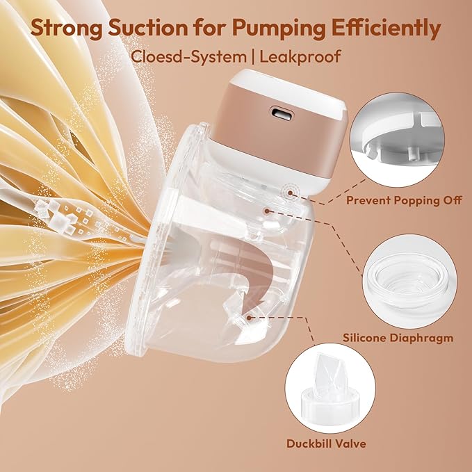Wearable Breastfeeding Pump Hands Free of Long Battery Life, Portable Electric Breast Pump with 3 Modes and 9 Levels, LED Display, Anti-backflow, 16/18/20/22/24mm Flanges & Inserts, 2 Pack (Pink)