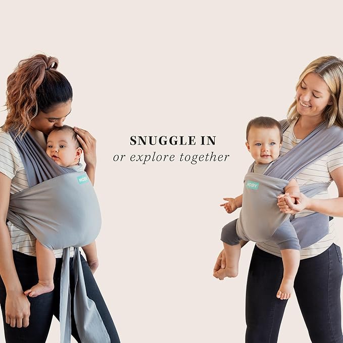 Moby Baby Wrap Carrier Easy-Wrap for Newborns to Toddlers (8-33lbs), Infant Sling Carrier, Lightweight & Hands Free Design for Mom and Dad, Adjustable for All Body Types (Smoked Pearl)