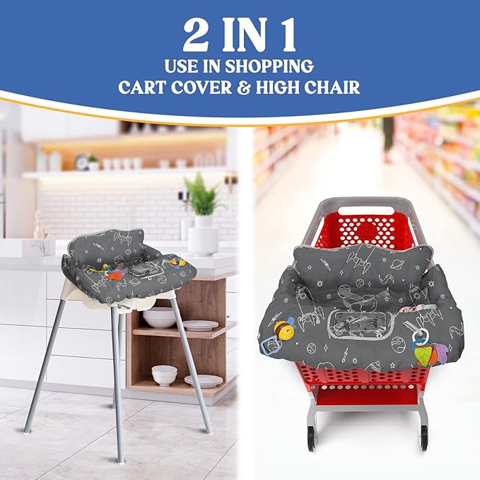 PILLANI Shopping Cart Cover for Baby, High Chair Cover for Restaurant Seat - Grocery Cart Cover for Baby Girl and Boy, Comfortable Cotton Buggy Covers for Babies - Padded Toddler Shopping Cart Cover