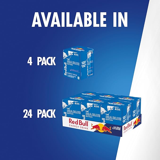 Red Bull Sea Blue Edition Energy Drink, 8.4 Fl Oz, 24 Cans (6 Packs of 4)