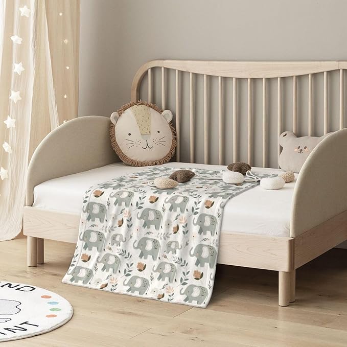 Baby Blanket Childish Elephant Boho for Boy Girl Newborn 30x40 Inch Toddler Infant Nursery Throw Blankets Double Layer Comfy Soft Plush Stroller Crib Quilt