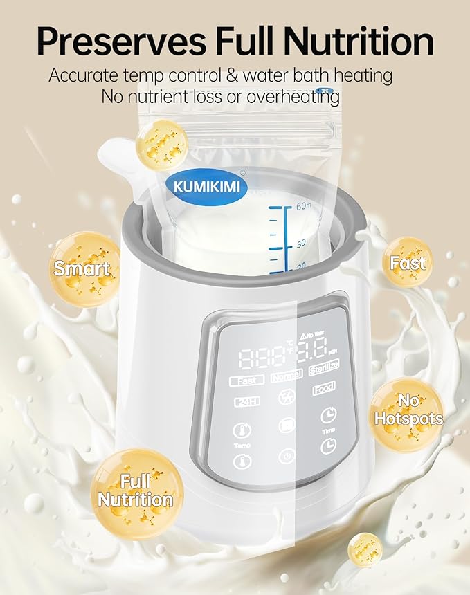 Fast Baby Bottle Warmer for Breastmilk, Smart 12 in 1 Breast Milk Warmer for Baby Essentials with Timer Temperature Control, Sterili-zing, Water Bath Technology, Baby Warmer for All Bottles Food Jars