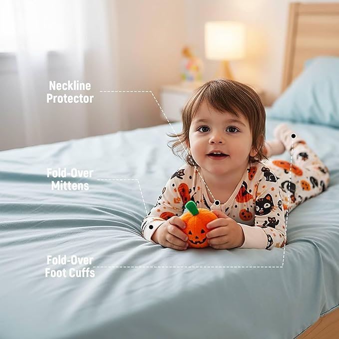 OPAWO Viscose from Bamboo Baby Pajamas Girl 2pack Mittens Cuff 2 Way Zipper Soft Footless Sleeper Baby Boy One-Piece Romper