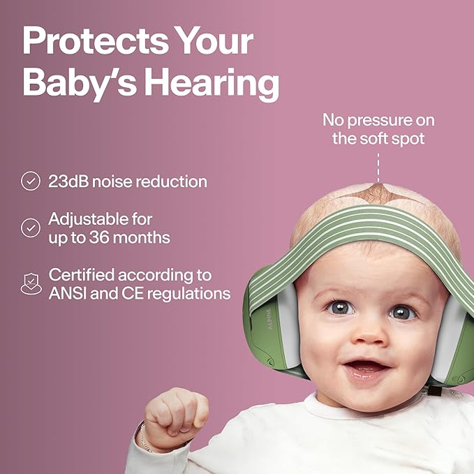 Alpine Muffy Baby Ear Protection for Babies and Toddlers up to 36 Months - CE & ANSI Certified - Noise Reduction Earmuffs - Comfortable Baby Headphones Against Hearing Damage & Improves Sleep - Pink