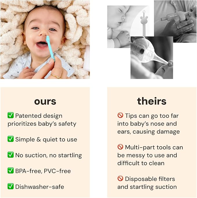 oogiebear: Baby Nose Cleaner & Ear Wax Removal Tool - Safe Booger & Earwax Removal for Newborns, Infants, Toddlers - Dual-Ended - Essential Baby Stuff, Diaper Bag Must-Have, Orange & Seafoam with case