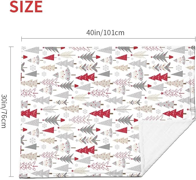 Baby Blanket Christmas Pine Tree White Winter for Boy Girl Newborn 30x40 Inch Toddler Infant Nursery Throw Blankets Double Layer Comfy Soft Plush Stroller Crib Quilt