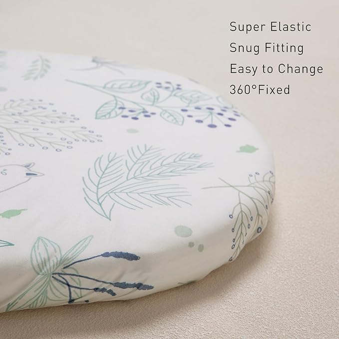 Gllquen Baby Bassinet Sheets 4 Pack, Breathable Cozy Fitted Mattress Sheet, Elastic Travel Crib Fashionable Pattern, Standard Cradle Safe Sheets for Baby Boys Girls 32"x16"(Forest Deer)