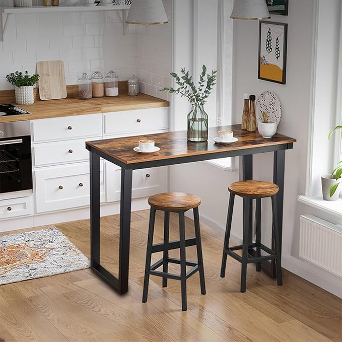 36 Inch Metal Bar Table Legs, Heavy Duty Dining Table Leg Desk Legs with Adjustment Feet, Black, Set of 2