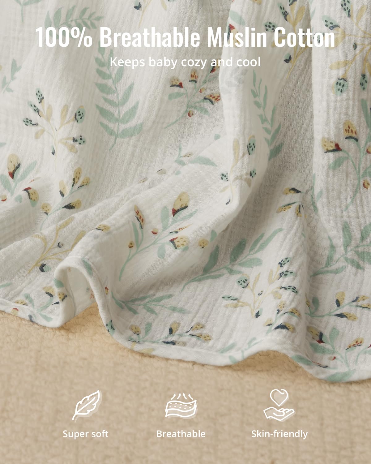 Blissful Diary Baby Car Seat Cover, Extra Large Mesh Window, Breathable Muslin Cotton, Infant Windproof Canopy, Must-Have Baby Gift - Roman Green