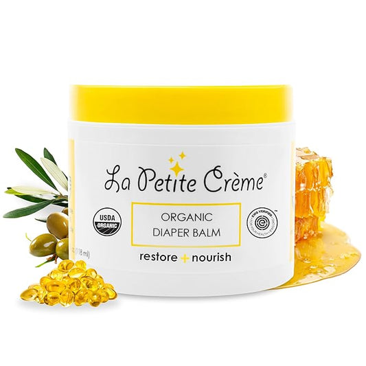 La Petite Creme French Organic Diaper Balm (4 oz) - Healing & Nourishing Diaper Cream - Gentle & Safe Liniment Baby Lotion - USDA Certified Organic - Baby Essentials for Newborn