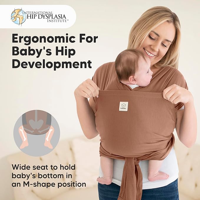 KeaBabies Baby Wrap Carrier Ring Sling - Easy to Wear, Adjustable D-Lite Baby Carrier Newborn to Toddler, Infant Carrying Shirt, Hands Free Bonding, Breathable Fabric Wearing Wrap (Terracota)