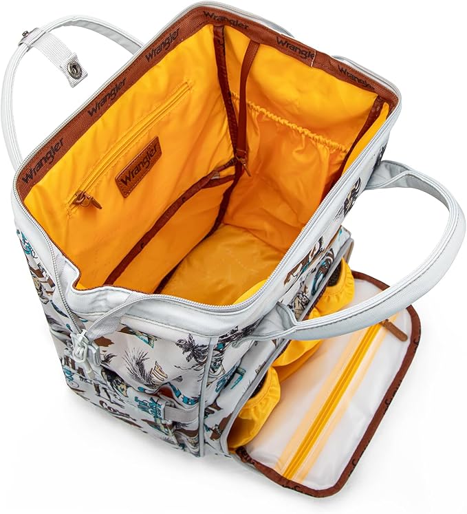 Montana West Wrangler Callie Diaper Bag Backpack with Stroller Straps Western Pattern Multifunction Baby Travel Bag WG2204-91102BG