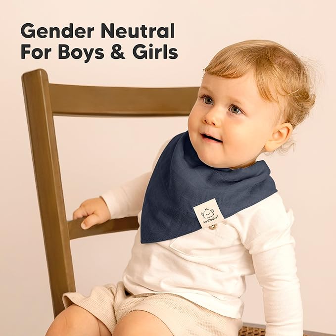 8-Pack Muslin Baby Bibs for Boys, Girls - Muslin Bandana Drool Bibs for Baby Girl & Boy, Drooling Newborn, Teething Toddler, Infant 0-36 Months, 100% Cotton Extra Absorbent & Soft (Eclipse)