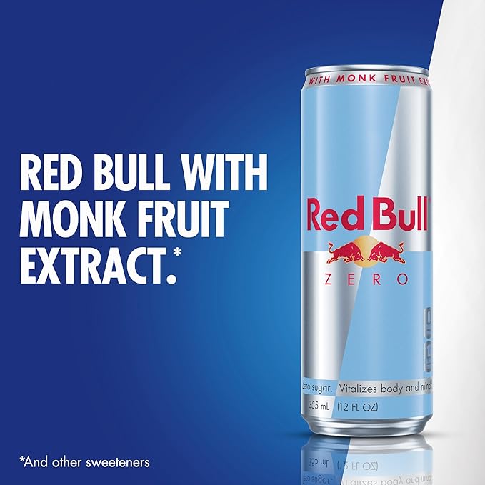 Red Bull Zero Energy Drink, 12 fl. oz., with 114mg Caffeine, Taurine & B Vitamins, Pack of 4 cans