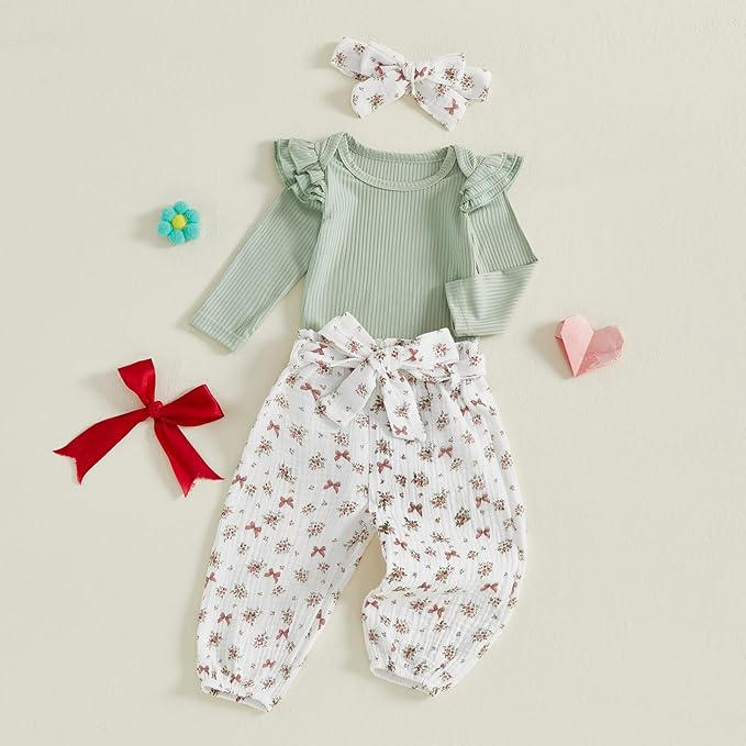 Mubineo Baby Girl Clothes Outfits Cute Flower Romper Daisy Pant Fall Winter Newborn Outfit Sets