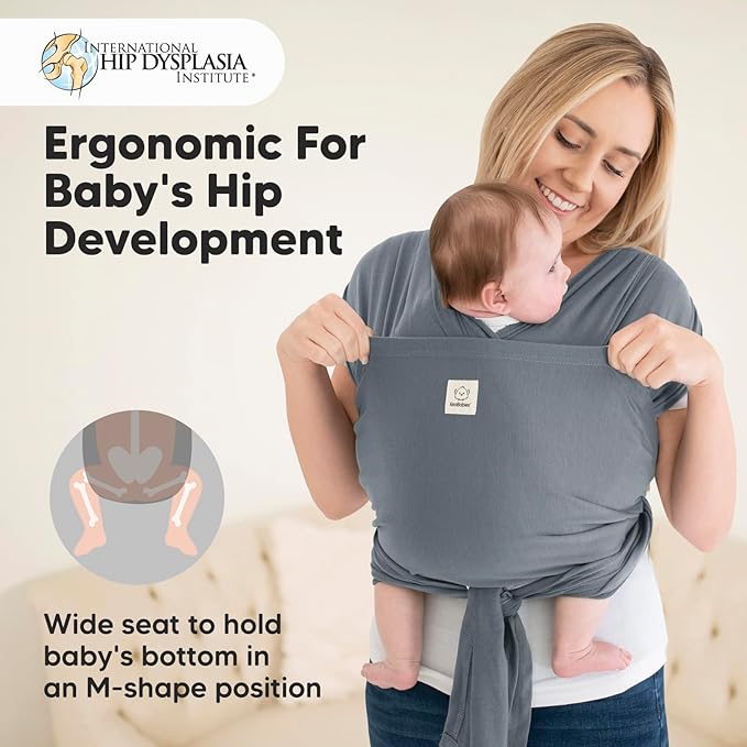 KeaBabies Baby Wrap Carrier Ring Sling - Easy to Wear, Adjustable D-Lite Baby Carrier Newborn to Toddler, Infant Carrying Shirt, Hands Free Bonding, Breathable Fabric Wearing Wrap (Midnight Gray)