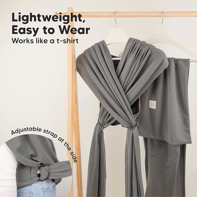 KeaBabies Baby Wrap Carrier Ring Sling - Easy to Wear, Adjustable D-Lite Baby Carrier Newborn to Toddler, Infant Carrying Shirt, Hands Free Bonding, Breathable Fabric Wearing Wrap (Graphite)