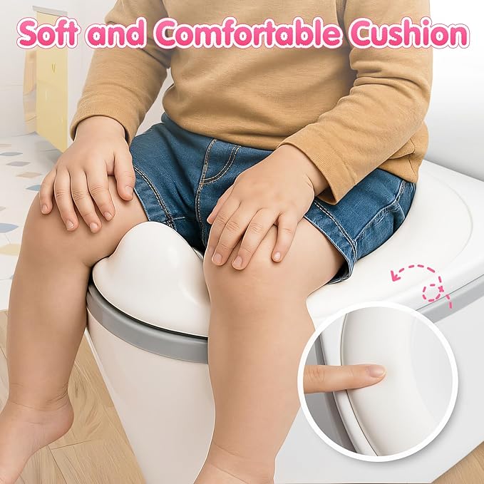 3-in-1 Toddler Potty Training Toilet, for Ages 6 Months+, Realistic Potty Training Seat with Flushing Sound, Wipes Storage, Toilet Paper Holder