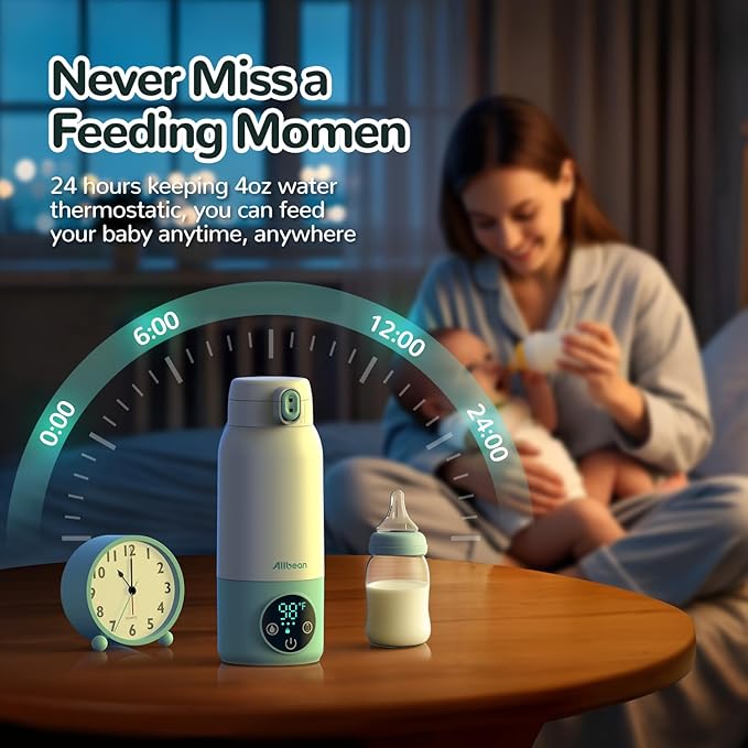 Portable Bottle Warmer for Travel – 2025 Upgrade Dual Heating Modes for Breast Milk & Water, Milk Warmer for Baby with Fast Heating,17oz Large Capacity Suitable for Outdoor, Airplane, and Car