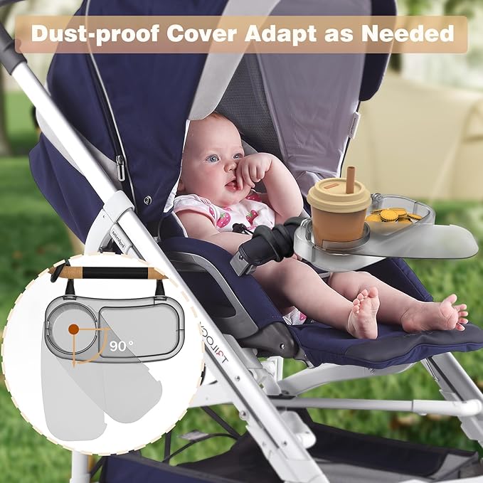 Upgraded Universal Stroller Snack Tray, Cup Holder Stroller Tray with Silicone Flexible Arms Grip, Stroller Tray Attachment for Baby Toddler Holder Stroller Accessories for Snacks On The Go