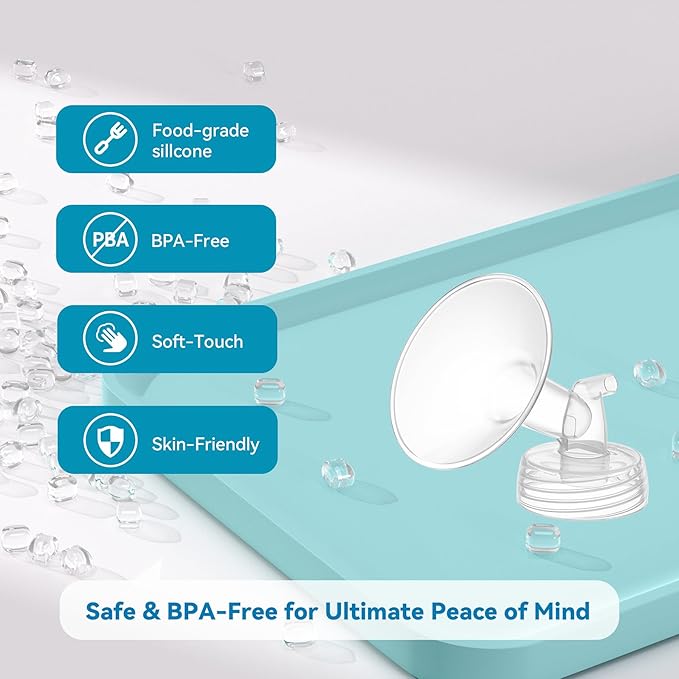 4PCS 17mm Breast Pump Flanges, Compatible with Spectra S1/S2/9Plus/Synergy Gold, Motif Luna, Wide-Mouth Bottle Fit, Breast Pump Accessories