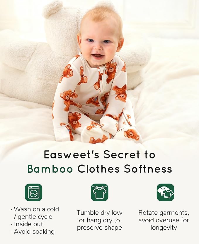 Footless Pajamas Baby Boy Girls, Viscose from Bamboo Baby Pajamas, Two Way Zipper Sleepers, Newborn Pjs