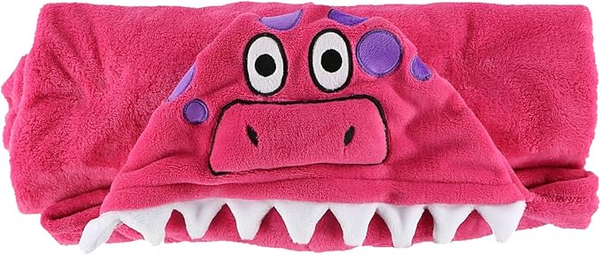 Lazy One Wearable Hooded Blanket for Kids, Animal Hooded Blanket (Pink Dinosaur)