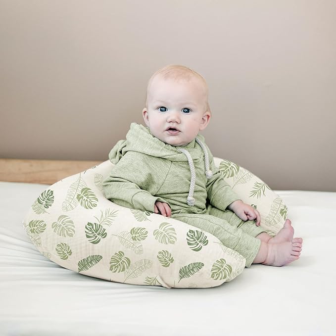 Konssy Muslin Nursing Pillow Covers, 100% Cotton Soft & Adorable Covers for Breastfeeding Pillows, Slipcovers for Newborn Baby Boys & Girls