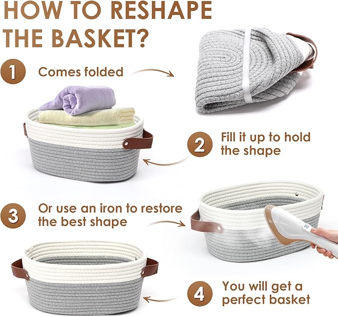 CHEPULA 2 Pack Woven Basket with Gift Bags and Ribbons, Gift Basket Empty for Organizer Baby Shower, Holiday Presents, Wedding, Storage Basket for Nursery (Pink)