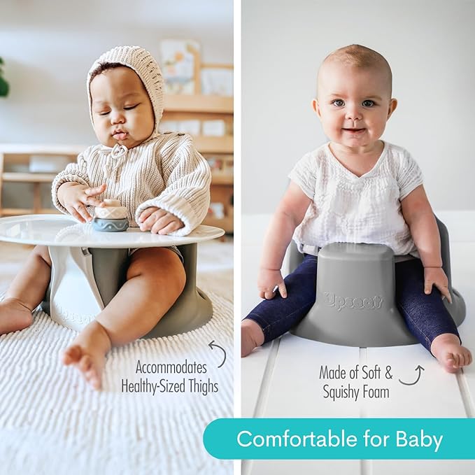 Upseat – The Original Ergonomic Baby Floor & Booster Seat with Tray, Developed with Physical Therapists for Upright Posture & Healthy Hip Development, 4–24 Months, Dishwasher-Safe Extra-Large Tray
