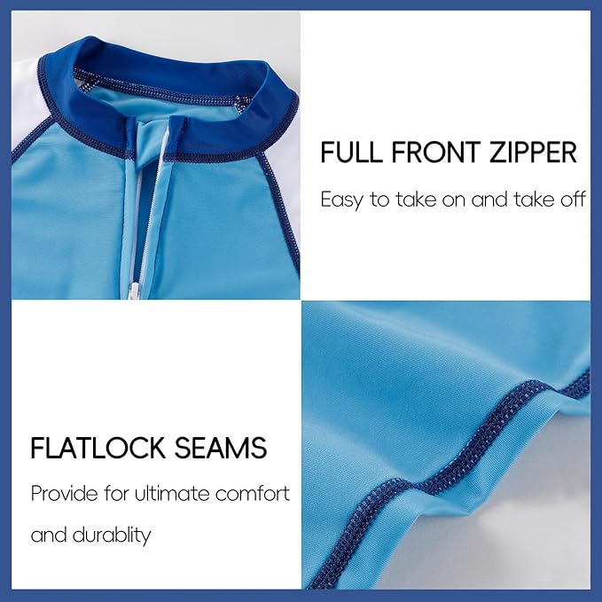 Baby Swimsuit UPF 50+ Sun Protection One Piece Zipper Beach Swimwear for Little Boys Girls Toddler