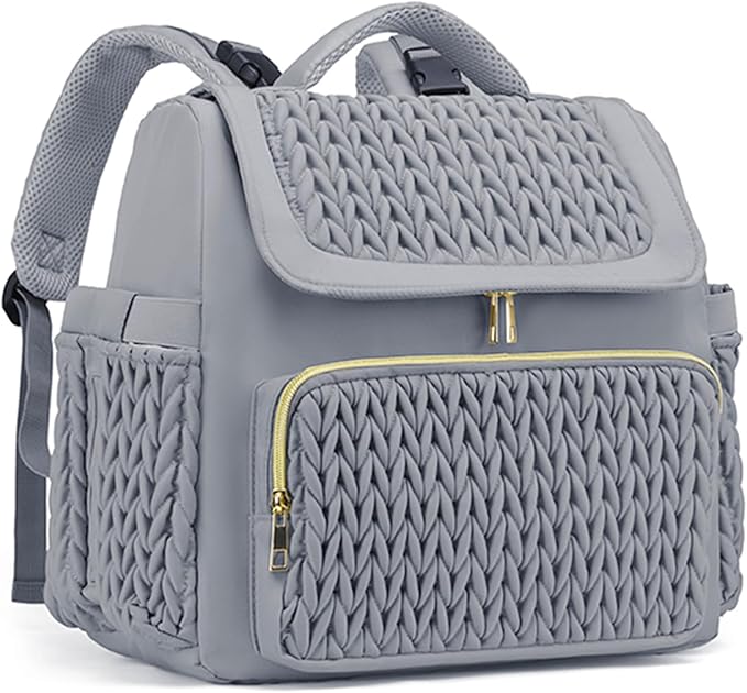Diaper Bag Backpack, Baby Bag with Changing Pad, Travel Waterproof Diaper Bag Tote, Newborn Essentials Must Haves, Luxury baby shower gifts for boys & Girls, Grey