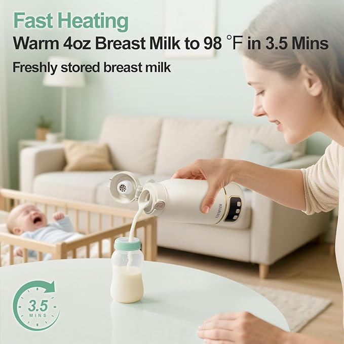 Portable Bottle Warmer for Travel, Formula Warmer On The Go, Milk Warmer for Breastmilk Water Soup, with Fast Heating, 17 OZ to Meet Your All-Day Needs, for Outdoor, Car, Journey