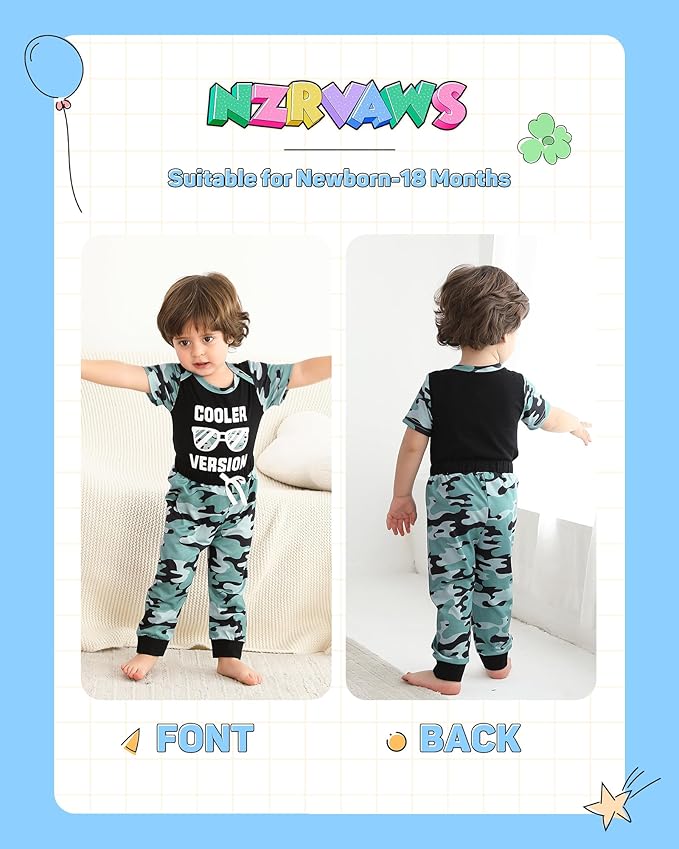 NZRVAWS Newborn Baby Boy Clothes Outfits Letter Prined Romper Pants Set Infant Baby Boy Clothing 0 3 6 9 12 18 Months