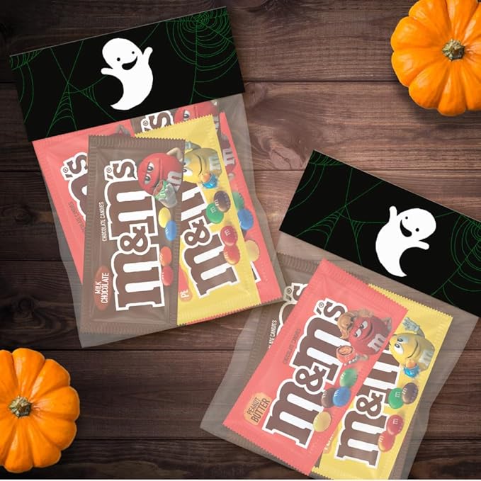 M&M's Milk Chocolate, Peanut & Peanut Butter Full Size Chocolate Halloween Candy Assortment Trick or Treat Gifts - 18 Piece Bulk Candy Box