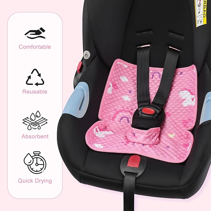 Car Seat Protector for Potty Training, 2 Pack Waterproof CarSeat Liner Toilet Training for Baby Infant Toddler, Dry Seat Piddle Pads Cover for Strollers (Pink)